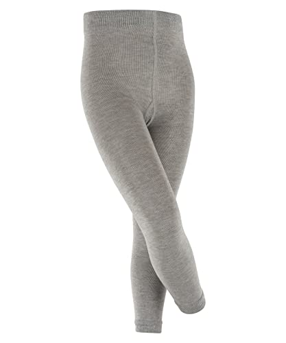 FALKE Unisex Kinder Leggings Active Warm K Le Wolle Funktionsmaterial einfarbig 1 Stück, Grau Mid Grey Melange 3530, 110-116 von FALKE