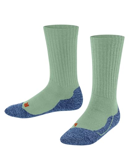 FALKE Unisex Kinder Active Warm K SO Wolle Funktionsmaterial dick atmungsaktiv 1 Paar Socken, Grün (Jade 7188), 23-26 von FALKE