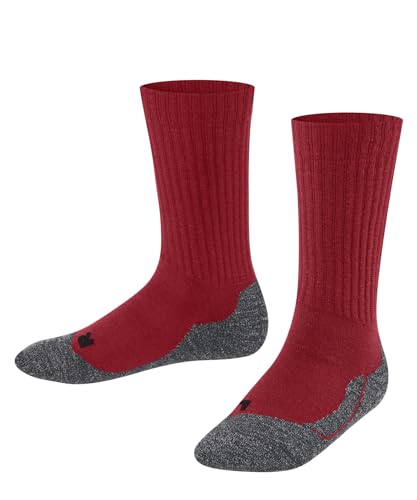 FALKE Unisex Kinder Socken Active Warm K So Wolle Funktionsmaterial dick atmungsaktiv einfarbig 1 Paar, Rot Lipstick 8000, 23-26 von FALKE