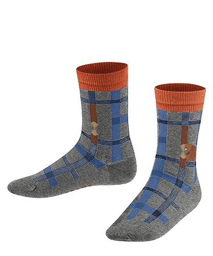 FALKE Unisex Kinder Beaver Check K SO Baumwolle Gemustert 1 Paar Socken, Grau (Light Grey 3400), 19-22 von FALKE