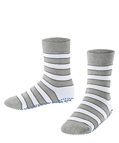 FALKE Unisex Kinder Hausschuh-Socken Simple Stripes K HP Baumwolle rutschhemmende Noppen 1 Paar, Grau (Storm Grey 3820) neu - umweltfreundlich, 31-34 von FALKE