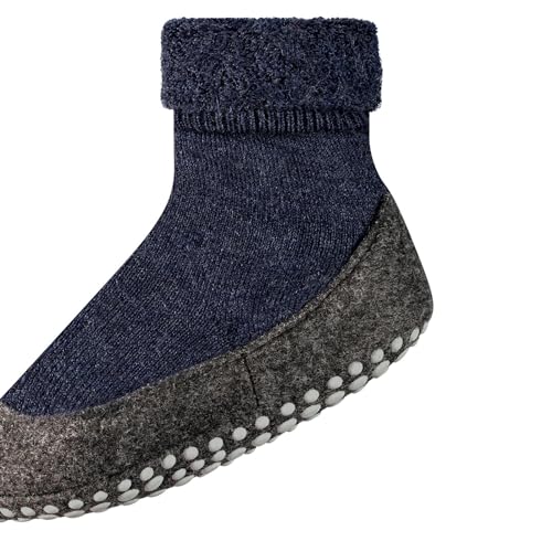 FALKE Unisex Kinder Stoppersocken Cosyshoe Minis K HP Wolle rutschhemmende Noppen 1 Paar, Blau (Dark Blue 6680), 27-28 von FALKE