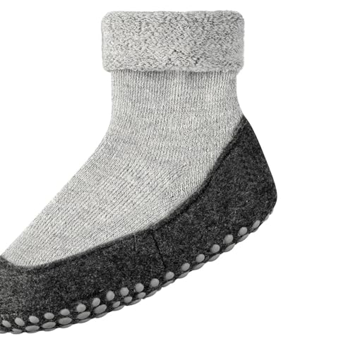 FALKE Unisex Kinder Stoppersocken Cosyshoe Minis K HP Wolle rutschhemmende Noppen 1 Paar, Grau (Light Grey 3400), 21-22 von FALKE