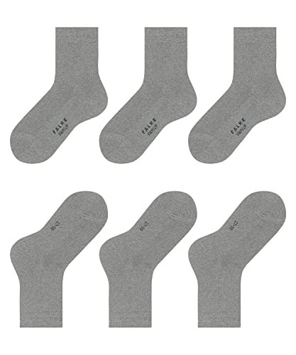 FALKE Unisex Kinder Socken Family 3-Pack K SO Baumwolle einfarbig 3 Paar, Grau (Light Grey 3400), 31-34 von FALKE