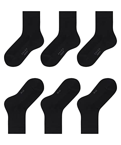 FALKE Unisex Kinder Socken Family 3-Pack K SO Baumwolle einfarbig 3 Paar, Schwarz (Black 3000), 23-26 von FALKE