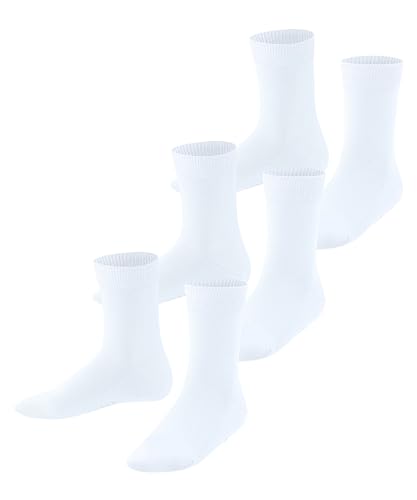 FALKE Unisex Kinder Socken Family 3-Pack K SO Baumwolle einfarbig 3 Paar, Weiß (White 2000), 19-22 von FALKE