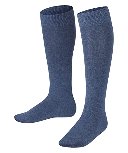 FALKE Unisex Kinder Kniestrümpfe Family K KH nachhaltige biologische Baumwolle lang einfarbig 1 Paar, Blau (Light Denim 6660) neu - umweltfreundlich, 19-22 von FALKE