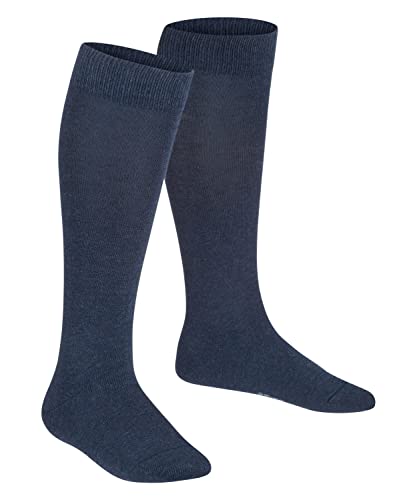 FALKE Unisex Kinder Kniestrümpfe Family K KH nachhaltige biologische Baumwolle lang einfarbig 1 Paar, Blau (Navy Blue Melange 6490) neu - umweltfreundlich, 27-30 von FALKE