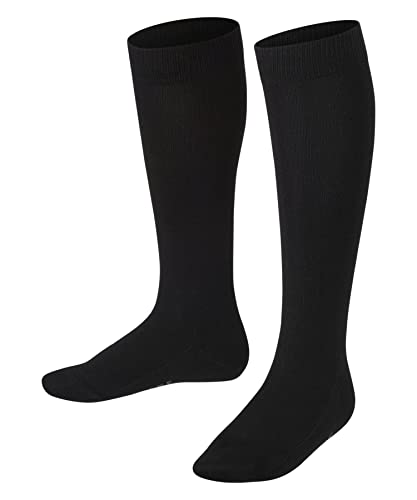 FALKE Unisex Kinder Kniestrümpfe Family K KH nachhaltige biologische Baumwolle lang einfarbig 1 Paar, Schwarz (Black 3000) neu - umweltfreundlich, 19-22 von FALKE