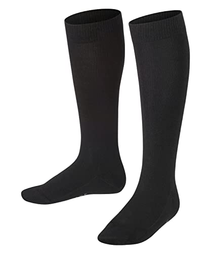 FALKE Unisex Kinder Kniestrümpfe Family K KH nachhaltige biologische Baumwolle lang einfarbig 1 Paar, Schwarz (Black 3000) neu - umweltfreundlich, 31-34 von FALKE