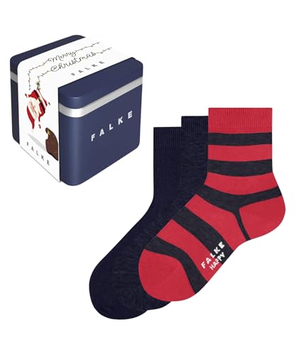 FALKE Unisex Kinder Socken Happy Triple Pack Giftbox K So Baumwolle gemustert 3 Paar, Mehrfarbig Blue Red Mix 0019, 31-34 von FALKE