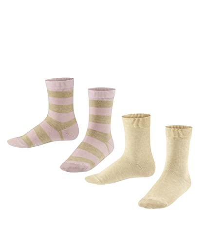 FALKE Unisex Kinder Socken Happy Stripe 2-Pack K SO Baumwolle gemustert 2 Paar, Beige (Sand Melange 4650), 23-26 von FALKE