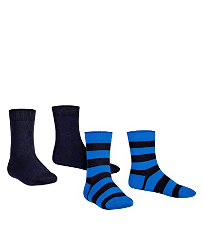 FALKE Unisex Kinder Socken Happy Stripe 2-Pack K SO Baumwolle gemustert 2 Paar, Schwarz (Black 3000), 39-42 von FALKE