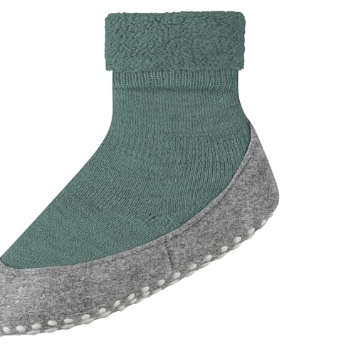 FALKE Unisex Kinder Hausschuh-Socken Cosyshoe K HP Wolle rutschhemmende Noppen 1 Paar, Grün (Dark Jade 7248), 29-30 von FALKE