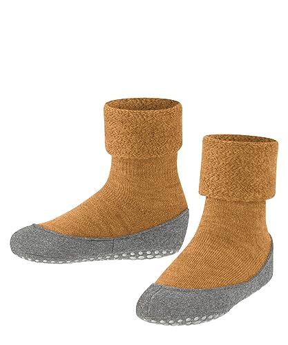 FALKE Unisex Kinder Hausschuh-Socken Cosyshoe Minis K HP weich atmungsaktiv schnelltrocknend rutschhemmende Noppen 1 Paar, Orange (Mustard 1350), 23-24 von FALKE