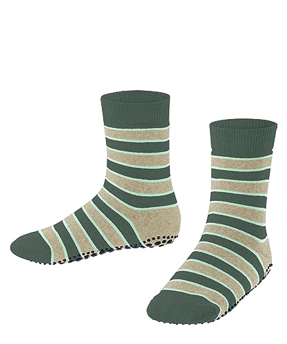 FALKE Unisex Kinder Hausschuh-Socken Simple Stripes K HP Baumwolle rutschhemmende Noppen 1 Paar, Grün (Dark Jade 7248) neu - umweltfreundlich, 23-26 von FALKE