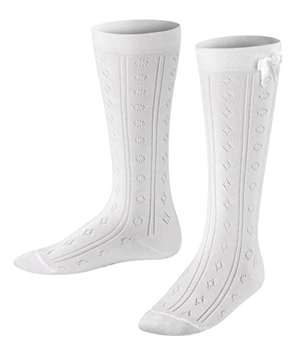 FALKE Unisex Kinder Kniestrümpfe Ajour K KH Baumwolle lang gemustert 1 Paar, Weiß (White 2000), 27-30 von FALKE