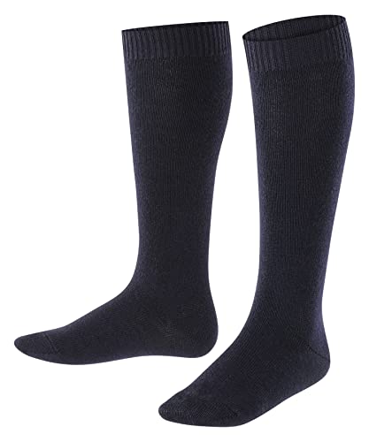 FALKE Unisex Kinder Kniestrümpfe Comfort Wool K Kh Wolle Funktionsmaterial lang einfarbig 1 Paar, Blau Dark Marine 6170, 27-30 von FALKE