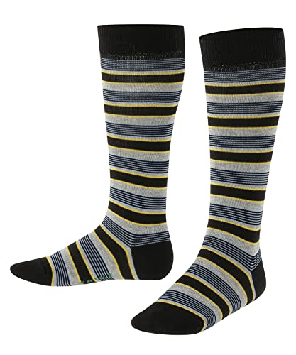 FALKE Unisex Kinder Kniestrümpfe Mixed Stripe, Baumwolle, 1 Paar, Schwarz (Black 3000), 27-30 von FALKE