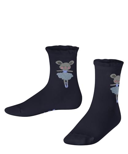 FALKE Unisex Kinder Kurzsocken Ballerina Mouse K SSO Baumwolle gemustert 1 Paar, Blau (Space Blue 6116), 31-34 von FALKE