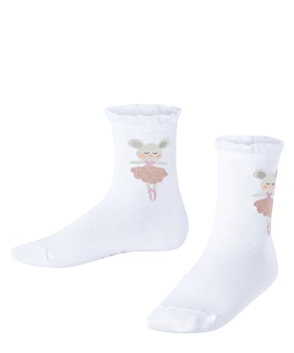 FALKE Unisex Kinder Kurzsocken Ballerina Mouse K SSO Baumwolle gemustert 1 Paar, Weiß (White 2000), 23-26 von FALKE