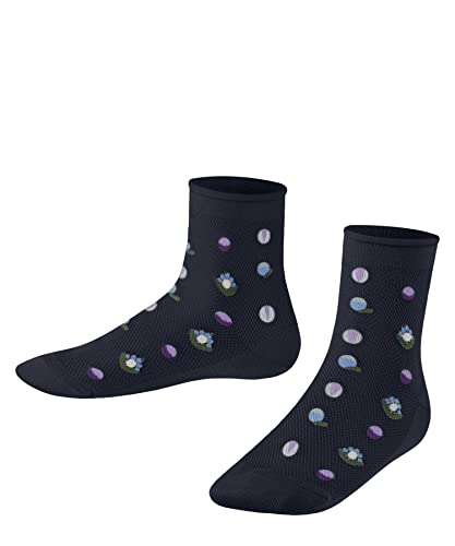 FALKE Unisex Kinder Kurzsocken Dotted Flower K SSO Lyocell gemustert 1 Paar, Blau (Space Blue 6116), 35-38 von FALKE