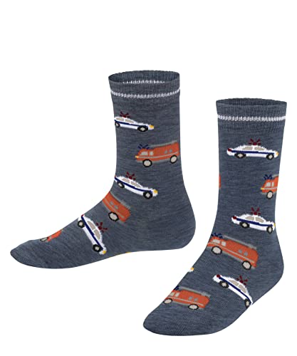 FALKE Unisex Kinder Socken Police and Fire Cars K SO Baumwolle gemustert 1 Paar, Blau (Light Denim 6660) neu - umweltfreundlich, 23-26 von FALKE