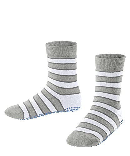FALKE Unisex Kinder Hausschuh-Socken Simple Stripes K HP Baumwolle rutschhemmende Noppen 1 Paar, Grau (Storm Grey 3820) neu - umweltfreundlich, 27-30 von FALKE