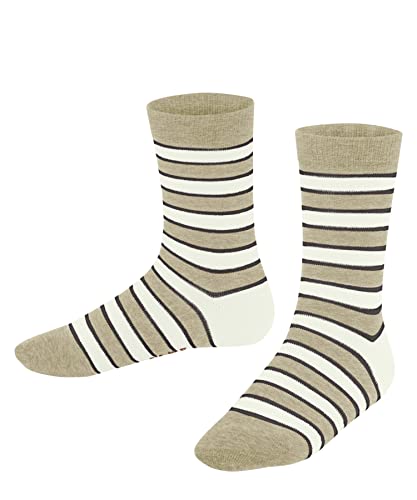 FALKE Unisex Kinder Socken Simple Stripes K SO Baumwolle gemustert 1 Paar, Beige (Sand Melange 4650), 35-38 von FALKE