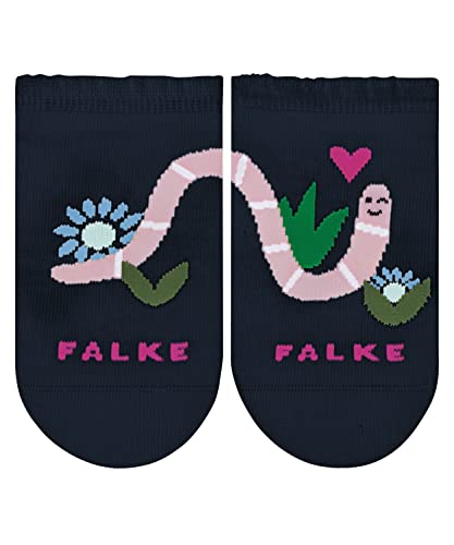 FALKE Unisex Kinder Sneakersocken Funny Worm K SN Baumwolle kurz gemustert 1 Paar, Blau (Marine 6120), 31-34 von FALKE