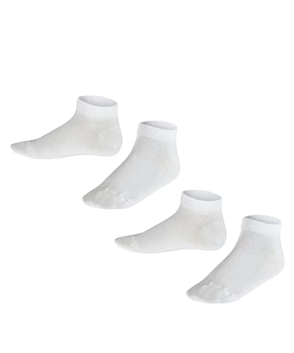 FALKE Unisex Kinder Sneakersocken Happy Double Pack K Sn Baumwolle kurz einfarbig 2 Paar, Weiß White 0020, 39-42 von FALKE