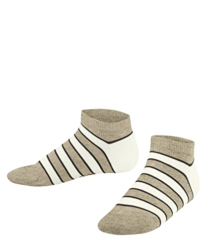FALKE Unisex Kinder Sneakersocken Simple Stripes K Sn Baumwolle kurz gemustert 1 Paar, Beige Sand Melange 4650, 35-38 von FALKE