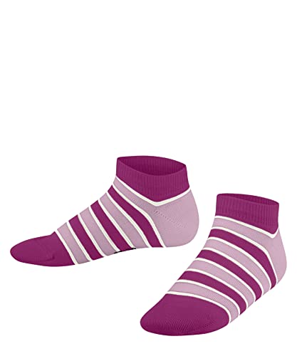 FALKE Unisex Kinder Sneakersocken Simple Stripes K SN Baumwolle kurz gemustert 1 Paar, Rosa (Gloss 8550), 31-34 von FALKE