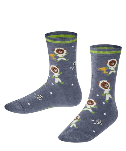 FALKE Unisex Kinder Socken Soccer Astronauts K So Baumwolle gemustert 1 Paar, Blau Light Jeans 6662, 35-38 von FALKE