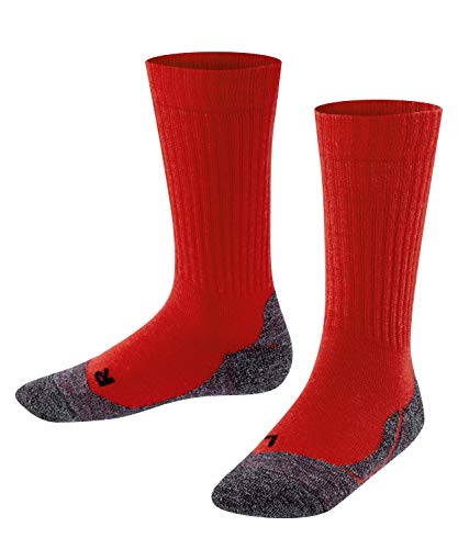 FALKE Unisex Kinder Socken Active Warm K SO Wolle Funktionsmaterial dick atmungsaktiv 1 Paar, Rot (Fire 8150), 31-34 von FALKE