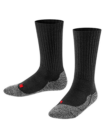 FALKE Unisex Kinder Socken Active Warm K SO Wolle dick atmungsaktiv 1 Paar, Schwarz (Black 3000), 31-34 von FALKE