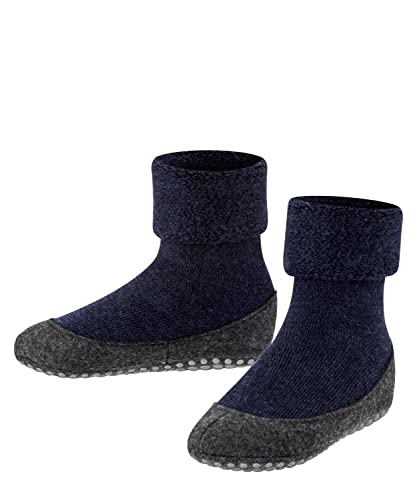 FALKE Unisex Kinder Hausschuh-Socken Cosyshoe K HP Wolle rutschhemmende Noppen 1 Paar, Blau (Dark Blue 6680), 33-34 von FALKE