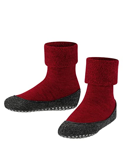 FALKE Unisex Kinder Hausschuh-Socken Cosyshoe K HP Wolle rutschhemmende Noppen 1 Paar, Rot (Fire 8150), 35-36 von FALKE