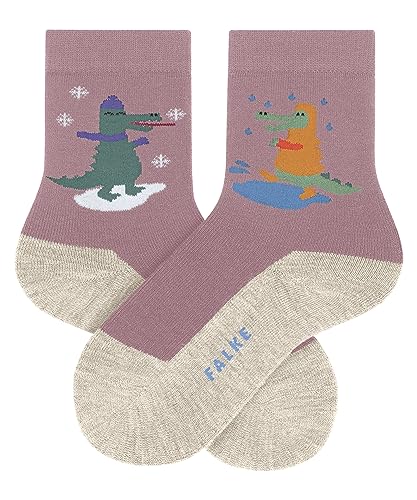 FALKE Unisex Kinder Socken Active Crocodiles Schurwolle Lyocell dünn atmungsaktiv 1 Paar, Rot (Brick 8770), 19-22 von FALKE