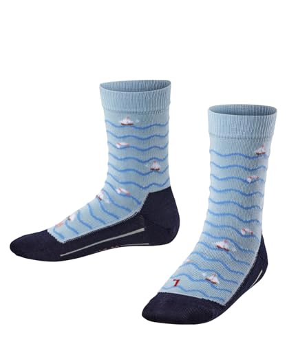 FALKE Unisex Kinder Socken Active Sailing Boats K So Baumwolle Funktionsmaterial dünn atmungsaktiv gemustert 1 Paar, Blau Crystal Blue 6290, 23-26 von FALKE