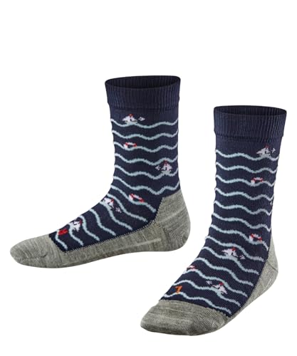 FALKE Unisex Kinder Socken Active Sailing Boats K So Baumwolle Funktionsmaterial dünn atmungsaktiv gemustert 1 Paar, Blau Space Blue 6116, 27-30 von FALKE
