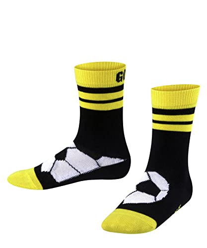 FALKE Unisex Kinder Socken Active Soccer K So Baumwolle Funktionsmaterial dünn atmungsaktiv gemustert 1 Paar, Schwarz Black 3000, 31-34 von FALKE