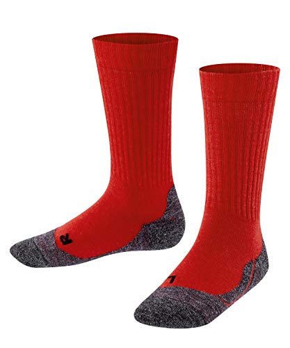 FALKE Unisex Kinder Socken Active Warm K SO Wolle Funktionsmaterial dick atmungsaktiv 1 Paar, Rot (Fire 8150), 35-38 von FALKE