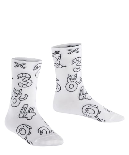 FALKE Unisex Kinder Socken Animal Numbers Paint Set K SO Baumwolle gemustert 1 Paar, Weiß (White 2000), 23-26 von FALKE