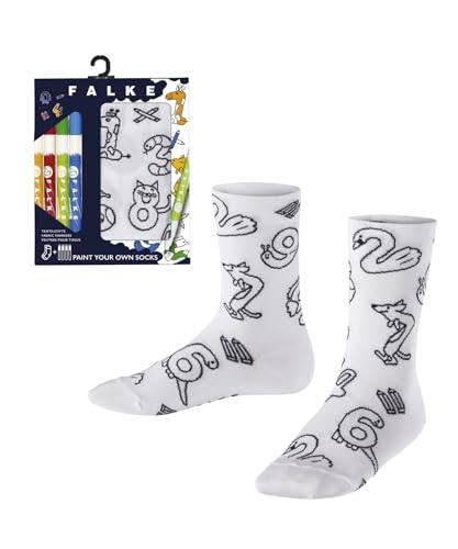 FALKE Unisex kinder Socken Paint Your Own Socks K So Baumwolle gemustert 1 Paar, Weiß White 2000, 27-30 von FALKE
