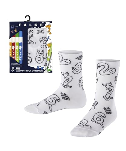 FALKE Unisex Kinder Socken Animal Numbers Paint Set K SO Baumwolle gemustert 1 Paar, Weiß (White 2000), 31-34 von FALKE