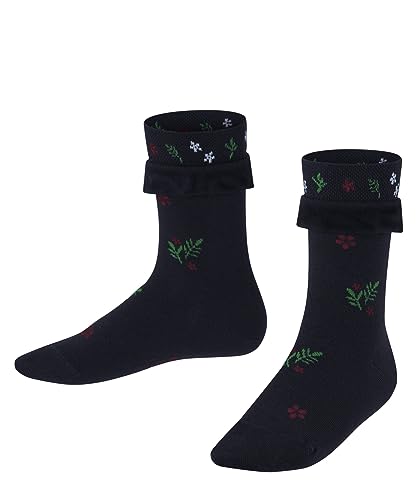 FALKE Unisex Kinder Socken Country Flower K SO Baumwolle Wolle gemustert 1 Paar, Blau (Midnight 6414), 27-30 von FALKE