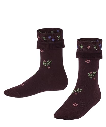 FALKE Unisex Kinder Socken Country Flower K SO Baumwolle Wolle gemustert 1 Paar, Rot (Wine 8245), 23-26 von FALKE