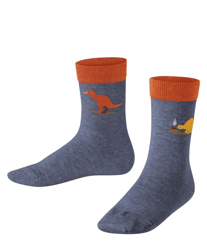 FALKE Unisex Kinder Socken Dinosaurs K SO Baumwolle gemustert 1 Paar, Blau (Light Jeans 6662), 31-34 von FALKE