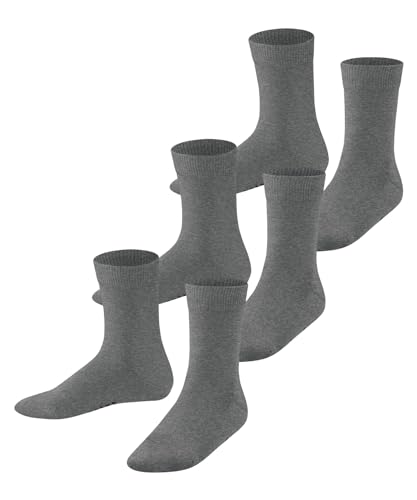 FALKE Unisex Kinder Socken Family 3-Pack K SO Baumwolle einfarbig 3 Paar, Grau (Light Grey Melange 3390), 27-30 von FALKE